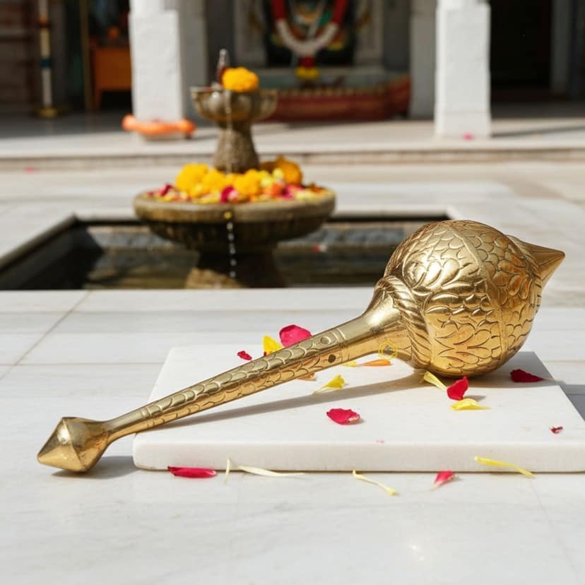 Brass Hanuman Mace, Gada No. 2 ? Devotional Gada For Temple, Length : 12.5 Inch (ZMAS531 B)