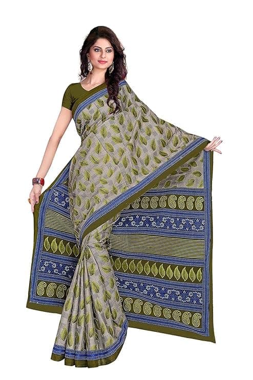 Women's Cotton Blend Warli Printed Saree with Blouse Piece view 2