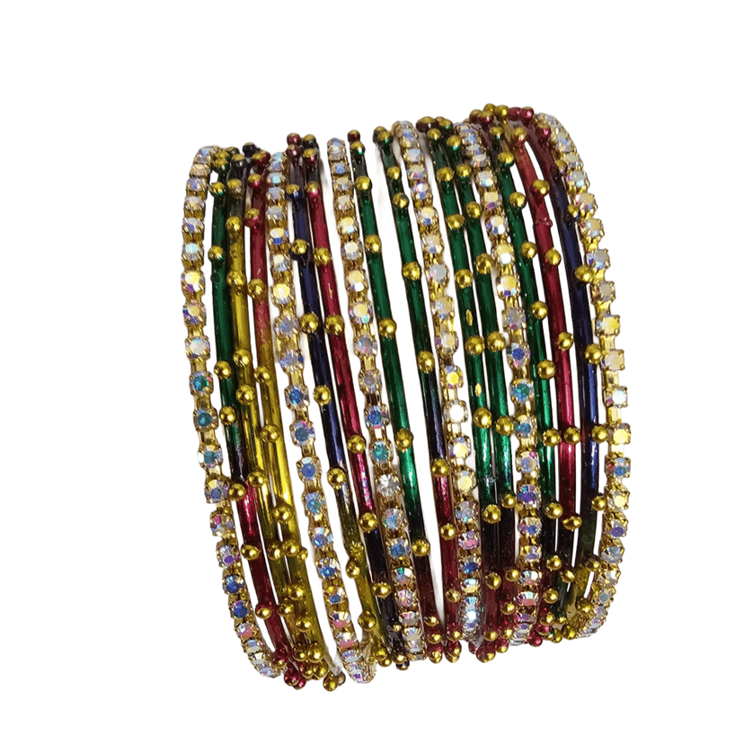 Multi-Color Stone Studded Bangle Set view 4