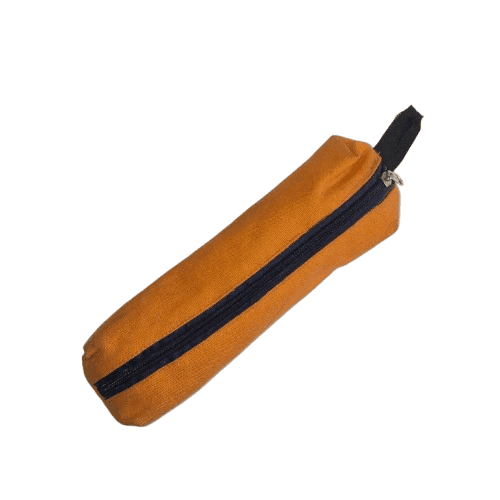 Pencil Case, Orange Canvas Pencil Pouch, Zipper Pencil Bag for School Kids, Stationery Storage Bag for Office Supplies view 3
