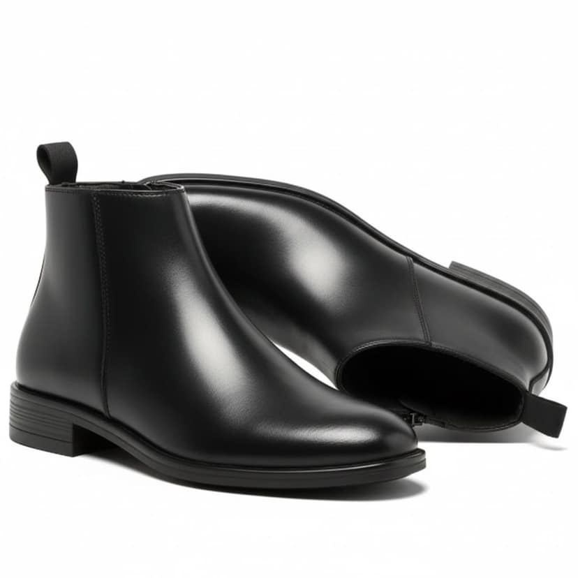 WUGO:: Latest Trendy Men Solid Faux Leather Black Chain Chelsea Boots | Stylish Slip-On Casual & Party Wear Boots for Men & Boys | Durable Grip Sole | Free Home Delivery view 3