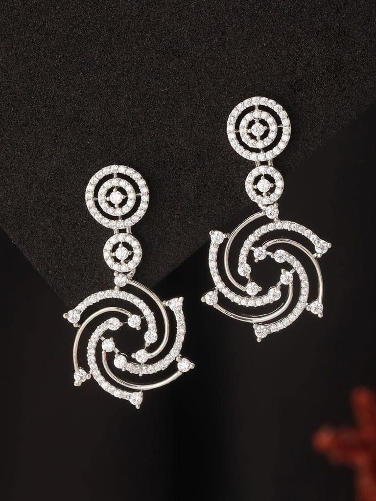 Silver Plated Zircon Studded Quirky Luxe Dropdown Earrings view 2