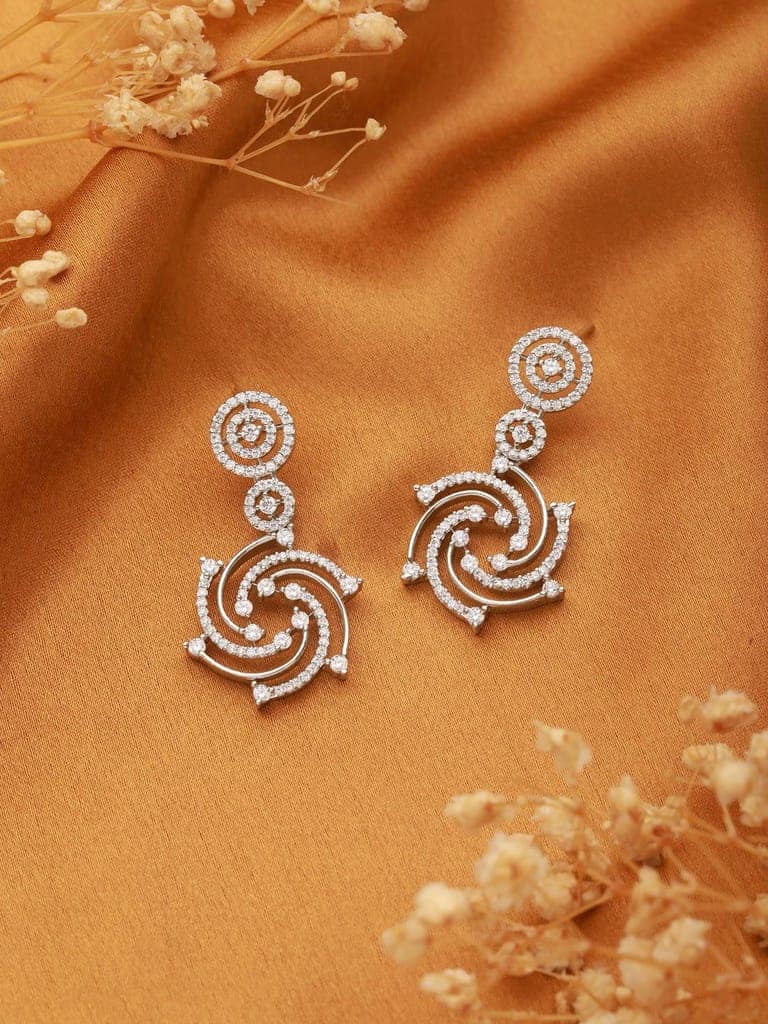 Silver Plated Zircon Studded Quirky Luxe Dropdown Earrings view 4
