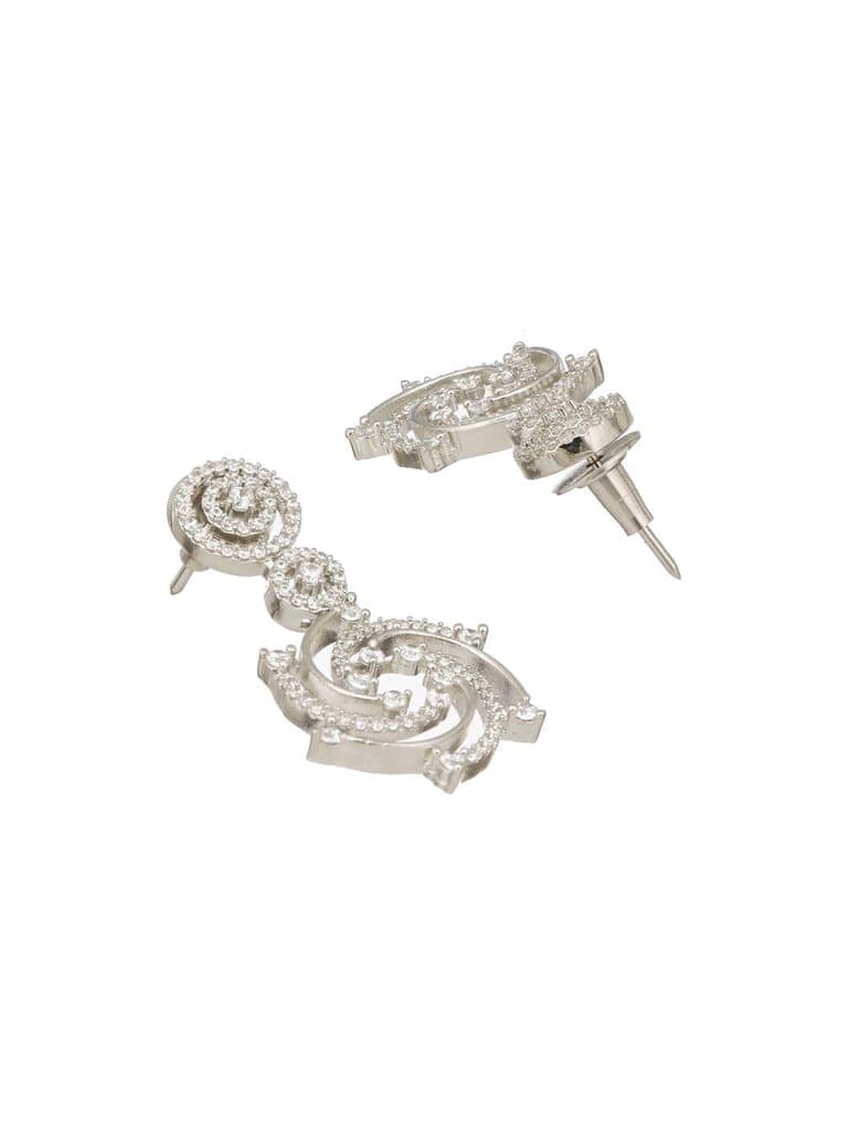 Silver Plated Zircon Studded Quirky Luxe Dropdown Earrings view 7