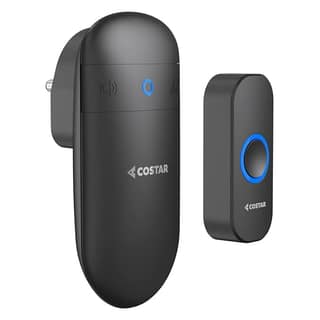 Wireless Door Bell Kits Chime for Home Office with LED Light 300 Meter 1000 Feet Operating Range 32 Ringtones 5 Levels Volume, 1 Receiver and 1 Push Button IP44 Waterproof (Pebble T301-Black)