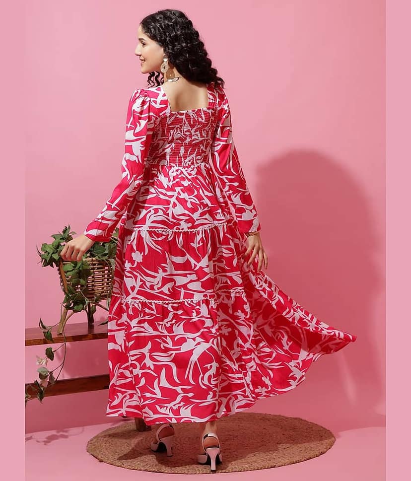 Sheetal associates Women Crepe Printed Fit & Flare Dress ( Pink ) view 2