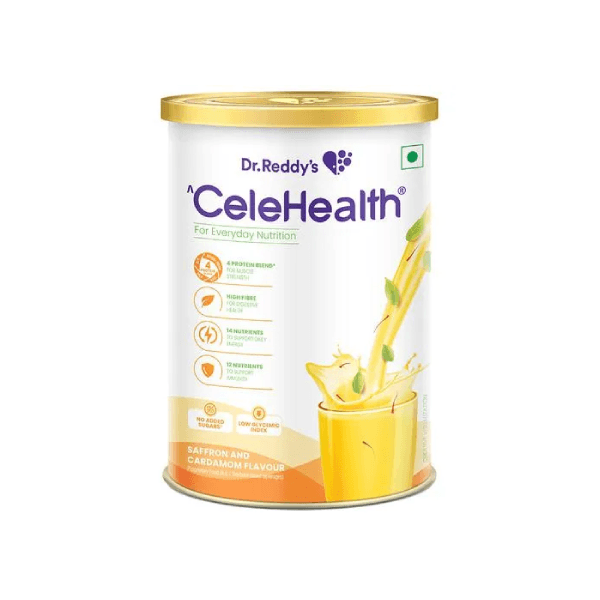 Dr Reddy's CeleHealth Nutritional Drink Low Glycemic Index Added Sugars Saffron and Cardamom 400 Gms
