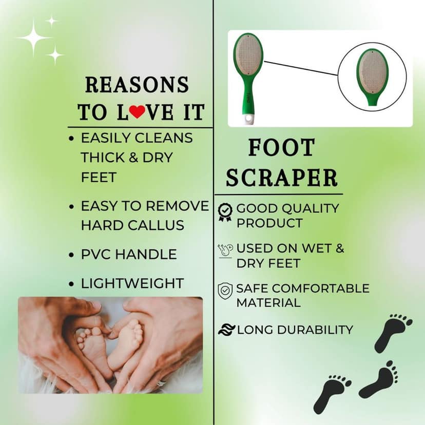 Plastic Oval Leg, Heel and Foot Scrubber for Dead Skin |Callus Remover | Pedicure Special Tool/Specially For Cracked Feet in green view 4