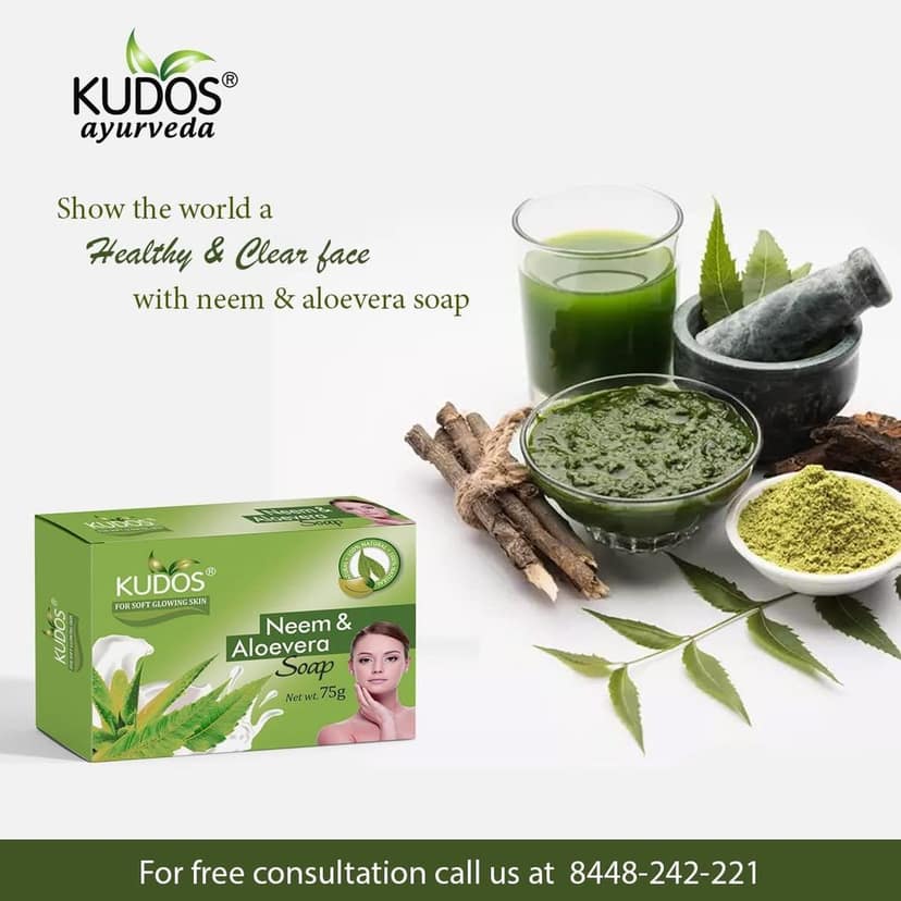 Kudos Best of Natural Ingredients, Antiseptic and Moisturising Bathing Soap with Aloe Vera, Neem, For Smooth, Soft & Nourished Skin (75gm) view 4
