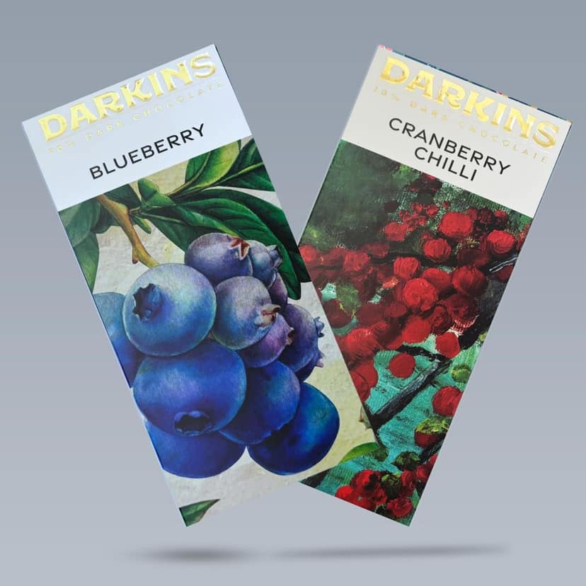 DARKINS Dark Chocolate | 70% Chocolate Blueberries | 70% Chocolate Cranberry & Chilli | Vegan | Gluten-Free | Hand Crafted Chocolate | Unrefined Cane Sugar | Natural Chocolates | 50 Gm Each Pack of 4 view 2