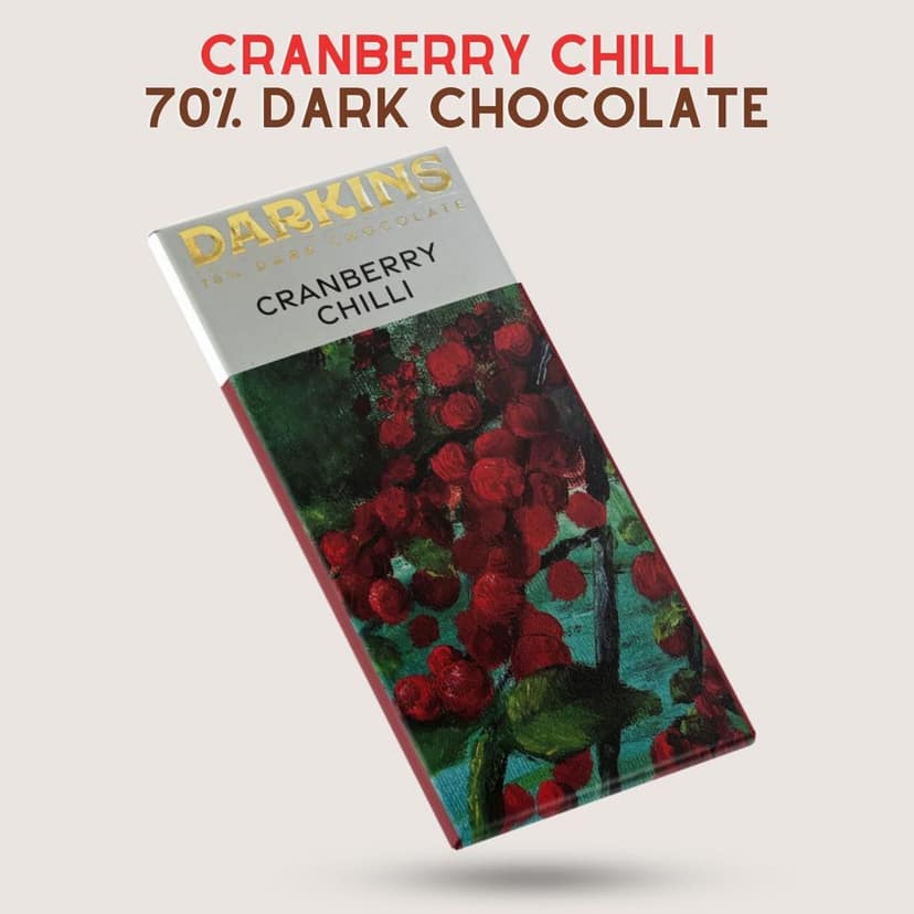 DARKINS Dark Chocolate | 70% Chocolate Blueberries | 70% Chocolate Cranberry & Chilli | Vegan | Gluten-Free | Hand Crafted Chocolate | Unrefined Cane Sugar | Natural Chocolates | 50 Gm Each Pack of 4 view 3