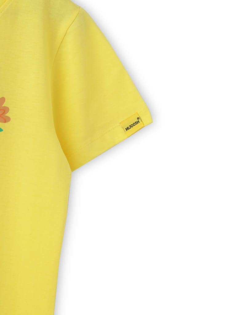 Girls T shirt Cotton Blazing Yellow Cute Crazy view 3