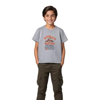 Boys T shirt Cotton Grey Heather Mélange Race Club Karting