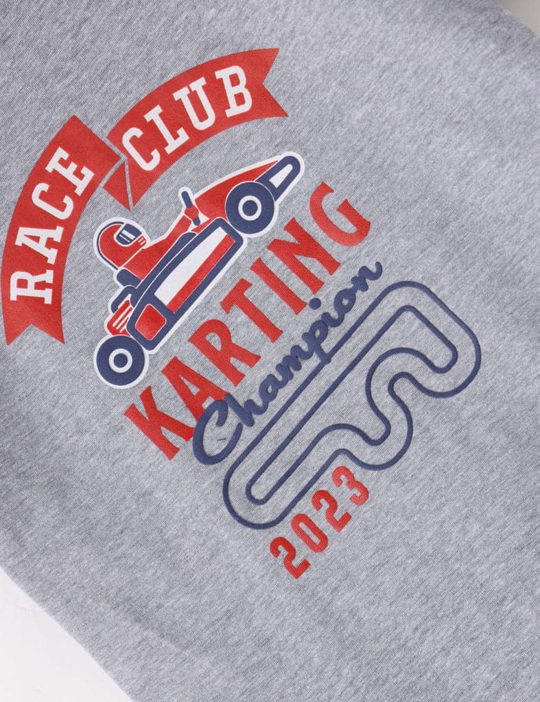 Boys T shirt Cotton Grey Heather Mélange Race Club Karting view 3