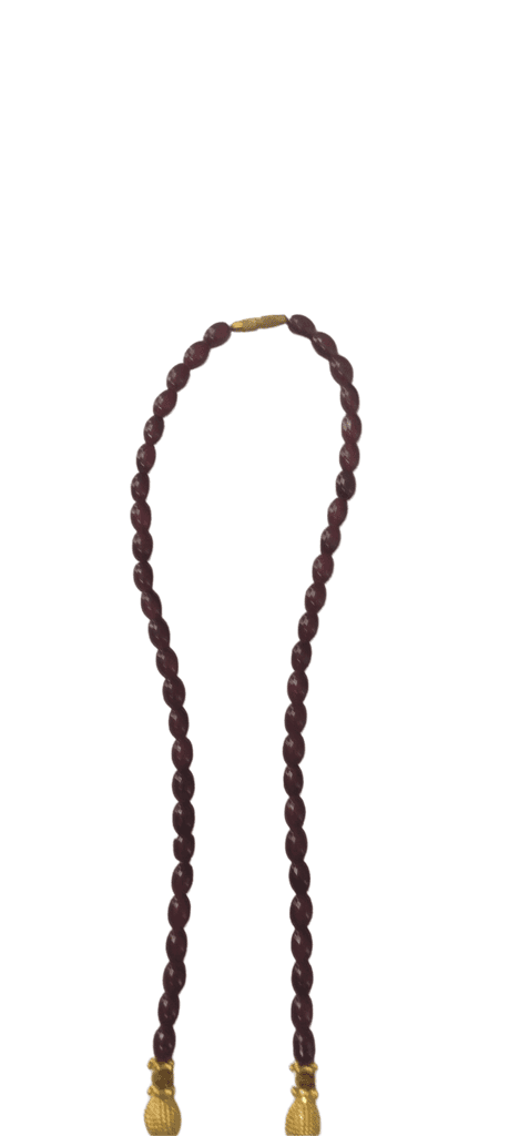 oxidized gold plated traditional temple pendant necklace set with maroon beads view 2