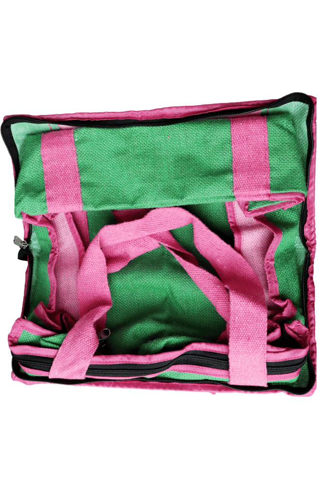 **Title:** Stylish and Eco-Friendly Jute and Canvas Bag with Adjustable Shoulder Strap and Multiple Compartments for Women view 2