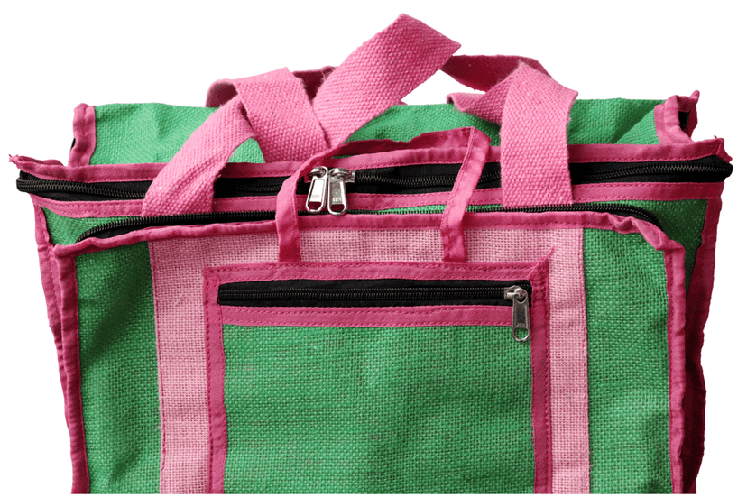 **Title:** Stylish and Eco-Friendly Jute and Canvas Bag with Adjustable Shoulder Strap and Multiple Compartments for Women view 6