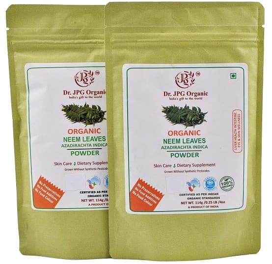 Dr. JPG Organic herbals Neem Powder 228g / Azadirachta indica/Neem Leaf Powder/INDIA ORGANIC certified / 114g Pack Of 2