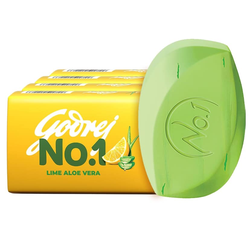 Godrej No 1 Bathing Soap - Lime & Aloe Vera, 125 G - Buy 4 Get 1 Free