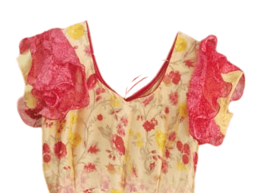 Yellow Floral Georgette Maxi Dress with Ruffle Sleeves view 4