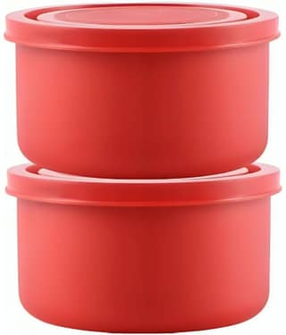 Kitcorner Lock N Steel Steel Red Food Container ( Set of 2 )