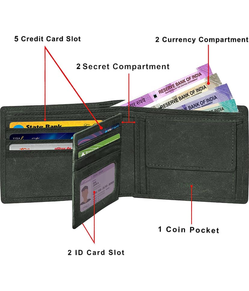Lorenz Maroon 100% Leather Men's RFID Wallet ( Pack of 1 ) view 2