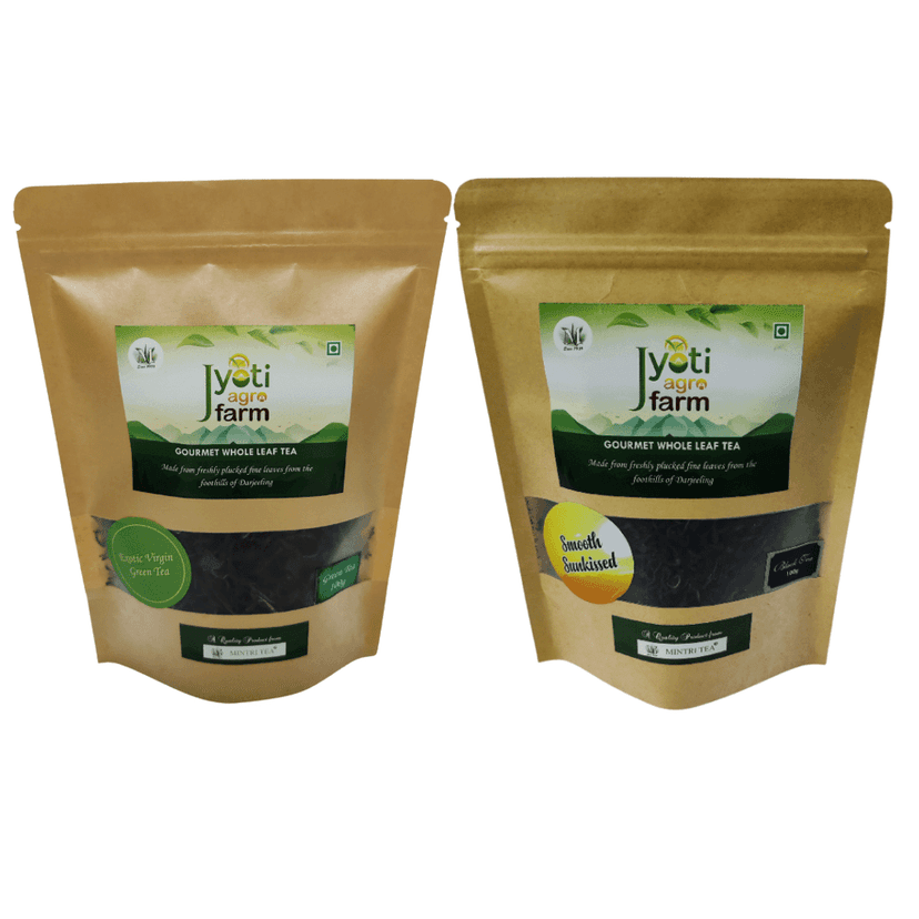 WELLNESS TEA Combo Offer | 100g Natural Green Tea, 100g Smooth Sunkissed Black Leaf Tea | Mintri Tea | Approx 150-200 cups view 2
