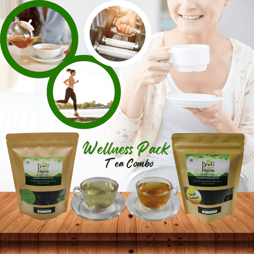 WELLNESS TEA Combo Offer | 100g Natural Green Tea, 100g Smooth Sunkissed Black Leaf Tea | Mintri Tea | Approx 150-200 cups view 3