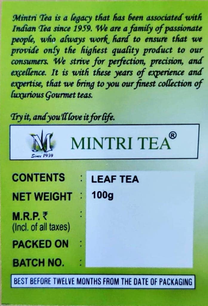 WELLNESS TEA Combo Offer | 100g Natural Green Tea, 100g Smooth Sunkissed Black Leaf Tea | Mintri Tea | Approx 150-200 cups view 6