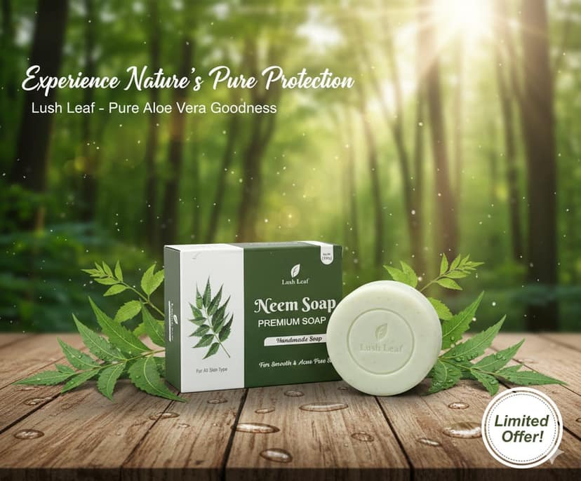 Lush Leaf Premium Handmade Neem Soap for Acne Free Skin - 100g view 3