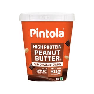Pintola HIGH Protein Peanut Butter Dark Chocolate | 30% Protein | High Fibre | NO Salt | Non GMO, Naturally Gluten Free, Zero Cholesterol | Creamy, 1kg