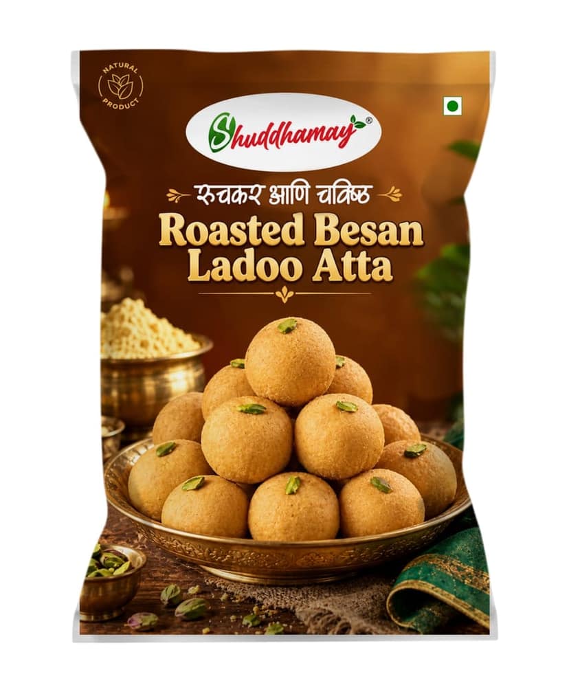 Delicious and Tasty|200gms Pack| Roasted Besan Ladoo Atta|Shuddhamay Roasted Besan Ladoo Atta|Soft and Melt-in-Mouth