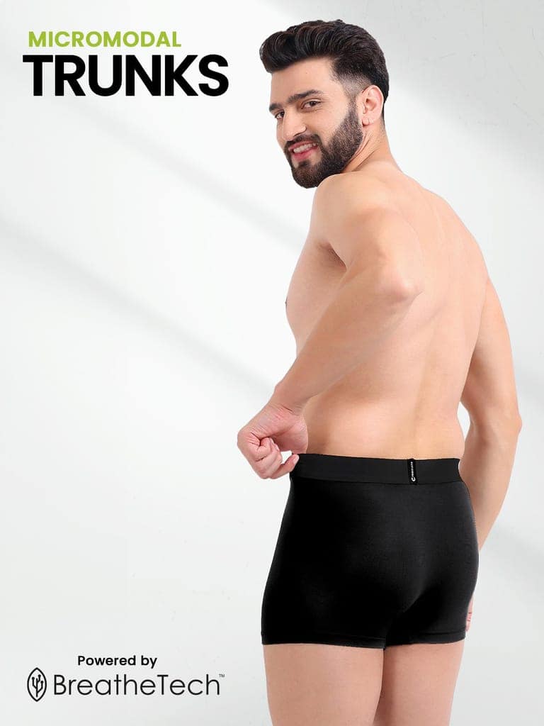 FREECULTR Men's Underwear Anti Bacterial Micromodal Airsoft Trunk - Non Itch No Chaffing Sweat Proof - Pack of 1-Pot Black view 4