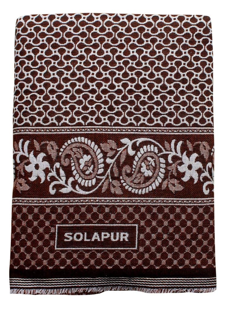 Mandhania Mayur Solapur Chaddar 100% Cotton Dailyuse Single Bed Blanket Pack of 2 Brown & Green view 2