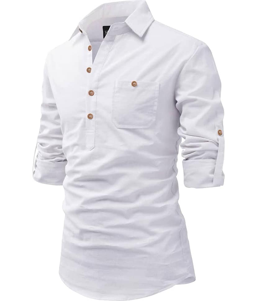 UNI VIBE Olive Cotton Blend Men's Shirt Style Kurta ( Pack of 1 )