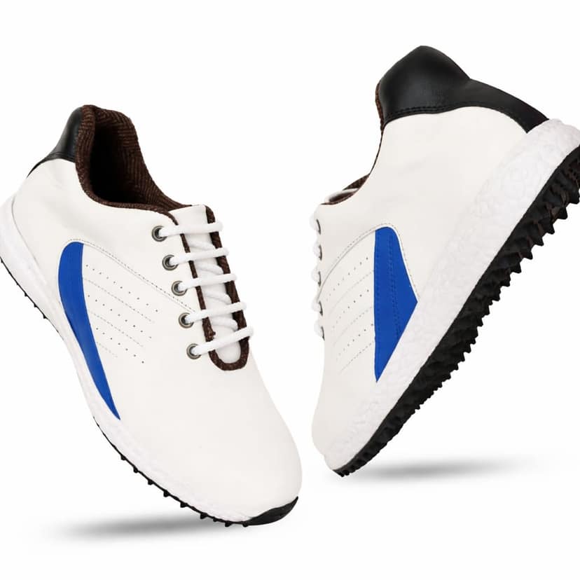 HITCARO Men Genuine Leather Lace-up Professional 100% Waterproof Premium Gold Golf Shoes