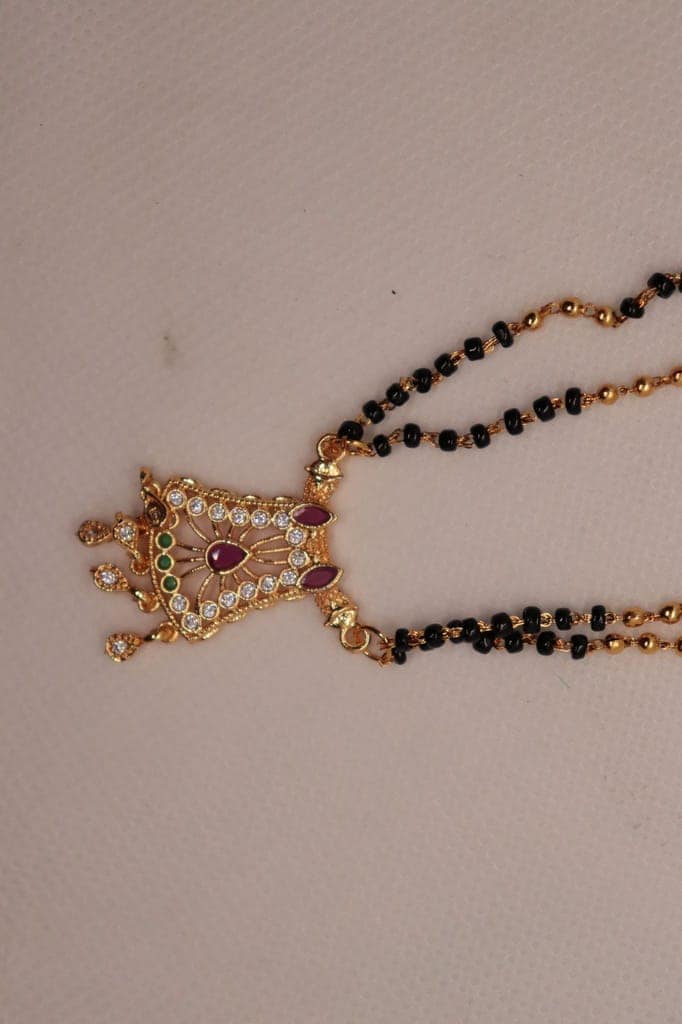 Mangalsutra with Black Beads and Pendant for Women view 4