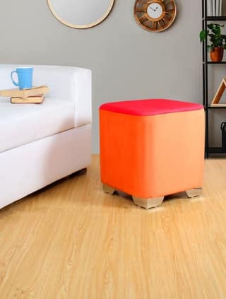 ShadowKart Sitting Stool Ottoman Pouffes for Living Room Sitting Bench Furniture Wooden Footrest Pouf Seat Puffy Foam Small Foot Stool for Office Home Decor, 16x16x18 Inch
