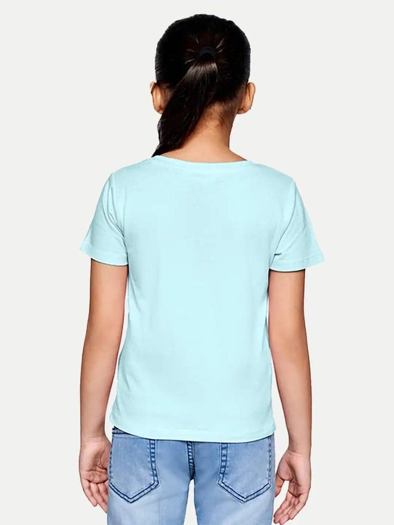 Teen Girls Sky-Blue Sequence Crew Neck T-shirt view 4