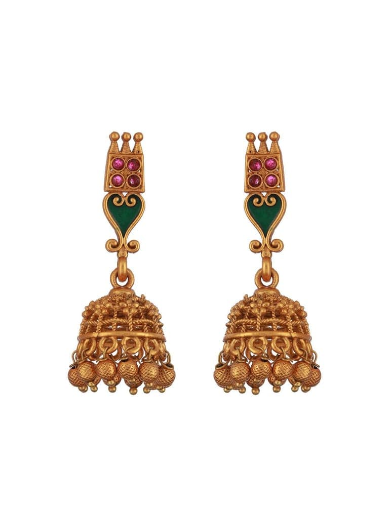 Gold Toned Green Enamelled Kerala tradition Nagapadam Floral Choker Jewellery Set view 6