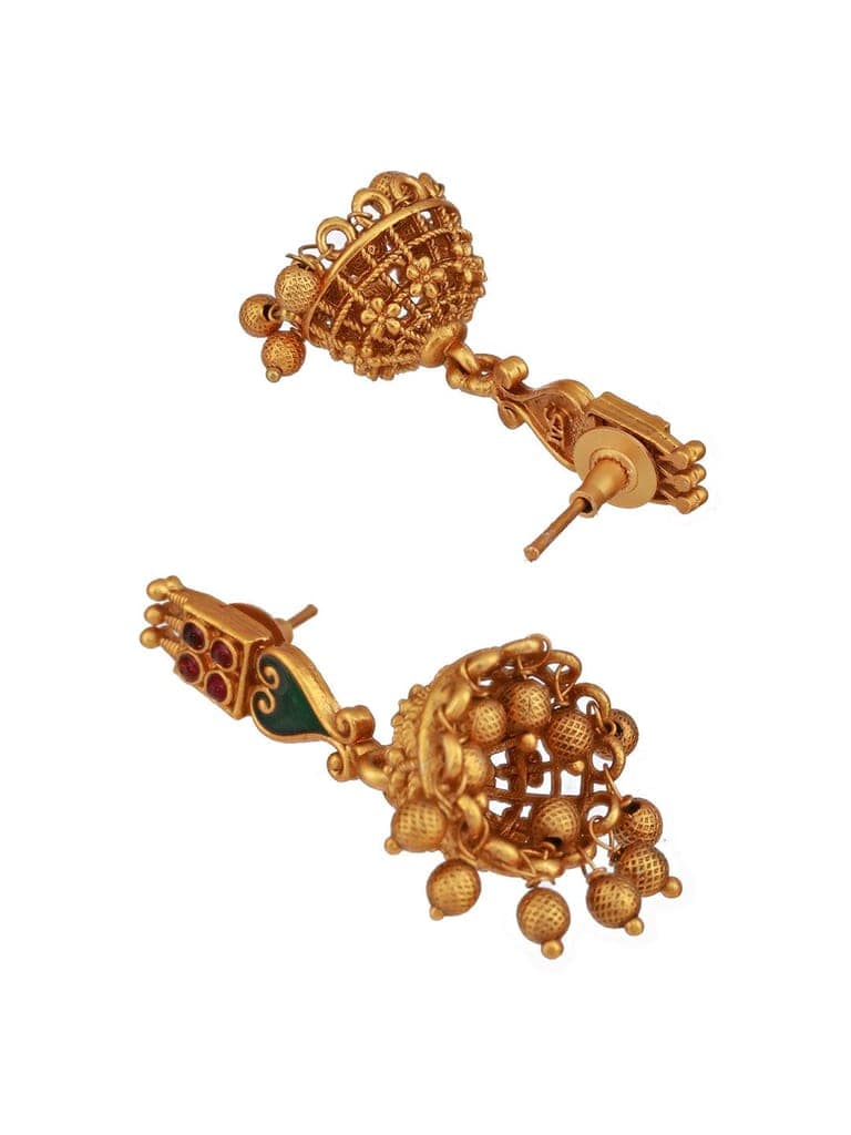 Gold Toned Green Enamelled Kerala tradition Nagapadam Floral Choker Jewellery Set view 7