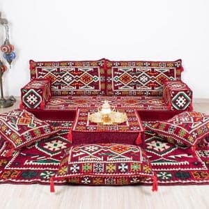 Handmade Room Set Combo (Bedsheet Sofa Cover, Kushan Lot Cover, 2 Pcs Pillow Cover, Table Cover)