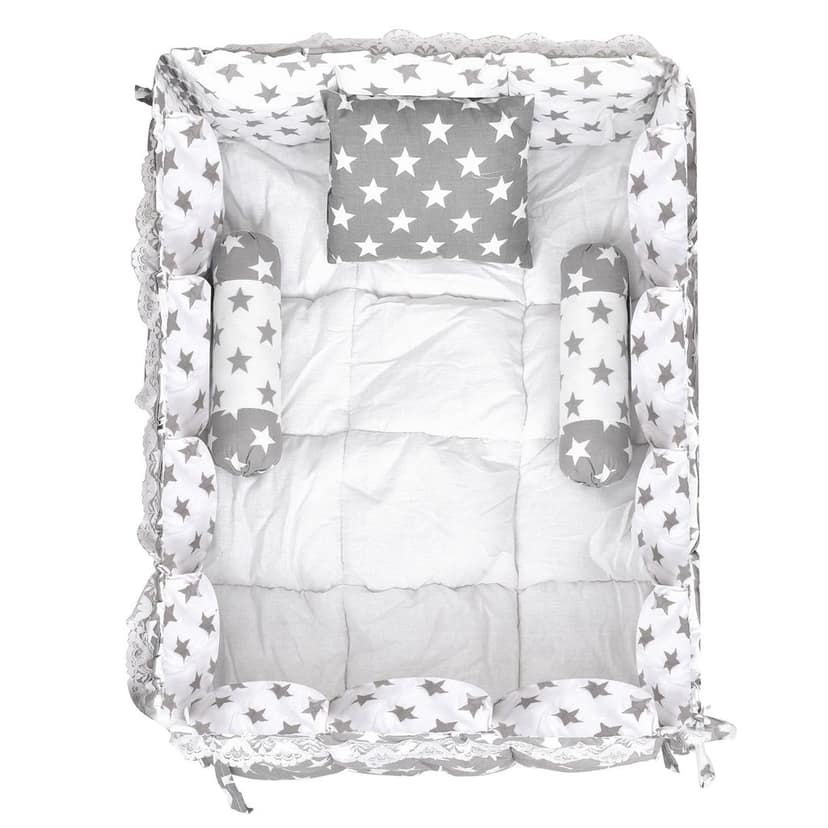 LOREM 3 Pillows & Square Shape Cotton Baby Bed for 0-1 Year BB16-18