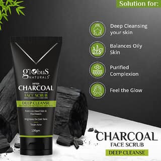 Globus Naturals Detox Charcoal Face Scrub For Detoxifies Purifies 100 gm view 2