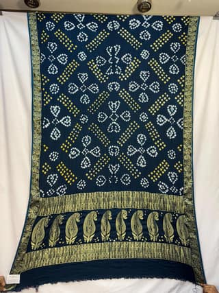 Kala Sanskruti All Over Indigo Color Art Silk Bandhani Saree 6.5M with Blouse Piece Elegant Traditional Wear Bridal Unique Saree for Women
