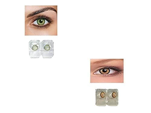 GREEN AND DARK HOENY MD SPARKLE 2 PAIR MONTHLY COLOR CONTACT LENS WITH CASE, LENS HOLDER AND 60 ML SOLUTION (PACK OF 2 PAIR)