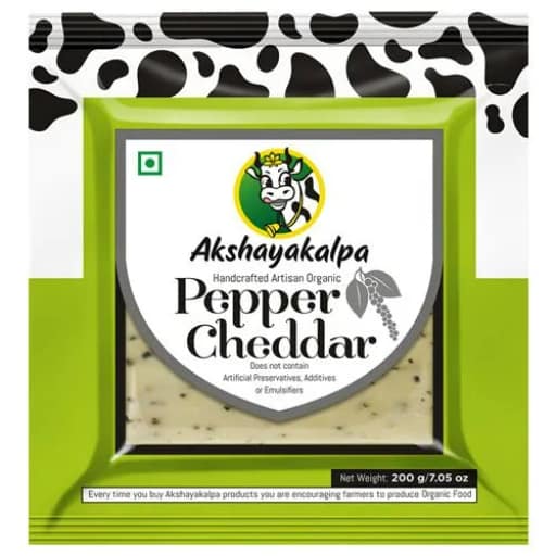 Akshayakalpa - Organic Cheddar Pepper, 200 grams