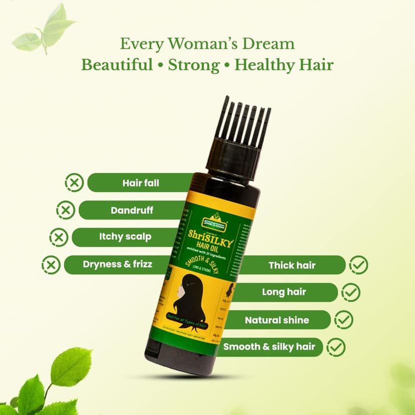 Shrisiddh Shrisilky Hair Oil 105ml | Ayurvedic Hair Growth Oil with Almond, Coconut, Sesame (Cold-Pressed) | Kshirpak Veedhi Processed | Reduces Hair Fall & Strengthens Roots | view 3