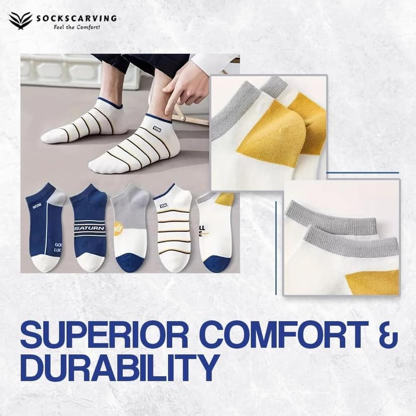SOCKSCARVING Multicolour Andros Edition Cotton Socks Pair of 5, Low Cut Ankle, Full Length, Free Size, Casual Design, For Men-Women view 4