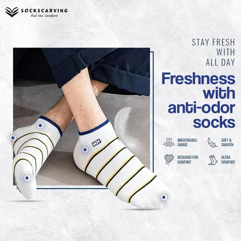 SOCKSCARVING Multicolour Andros Edition Cotton Socks Pair of 5, Low Cut Ankle, Full Length, Free Size, Casual Design, For Men-Women view 5